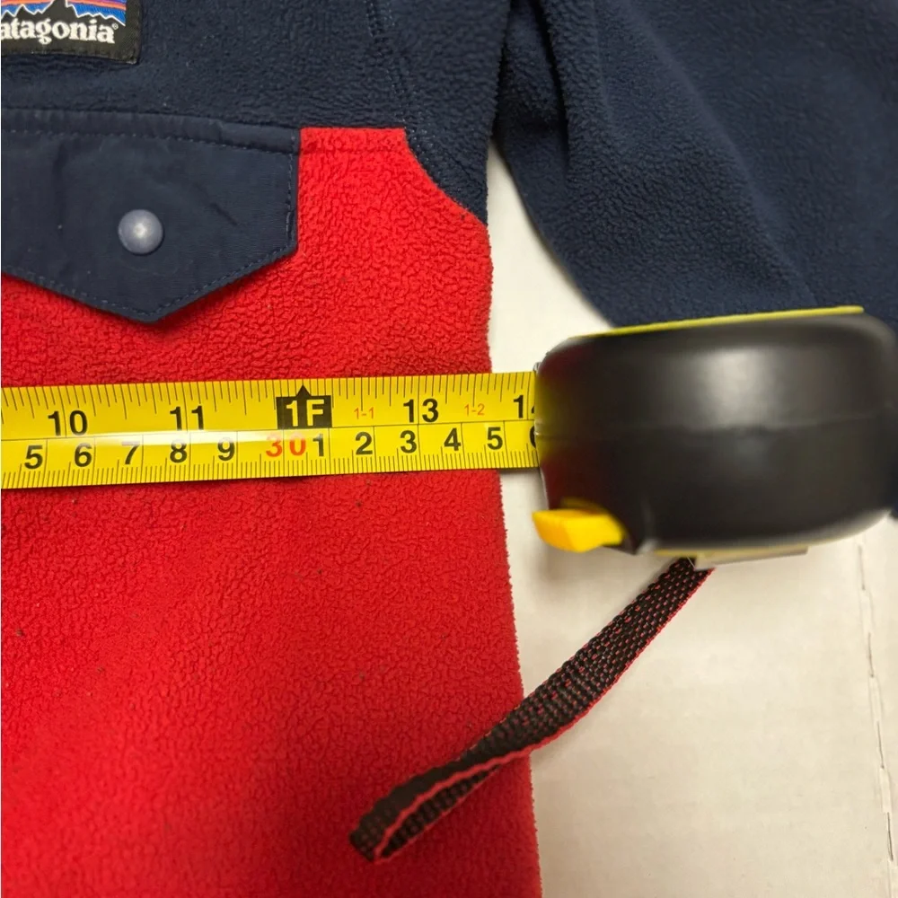 Patagonia Kids Red and Navy Hooded Fleece Jacket